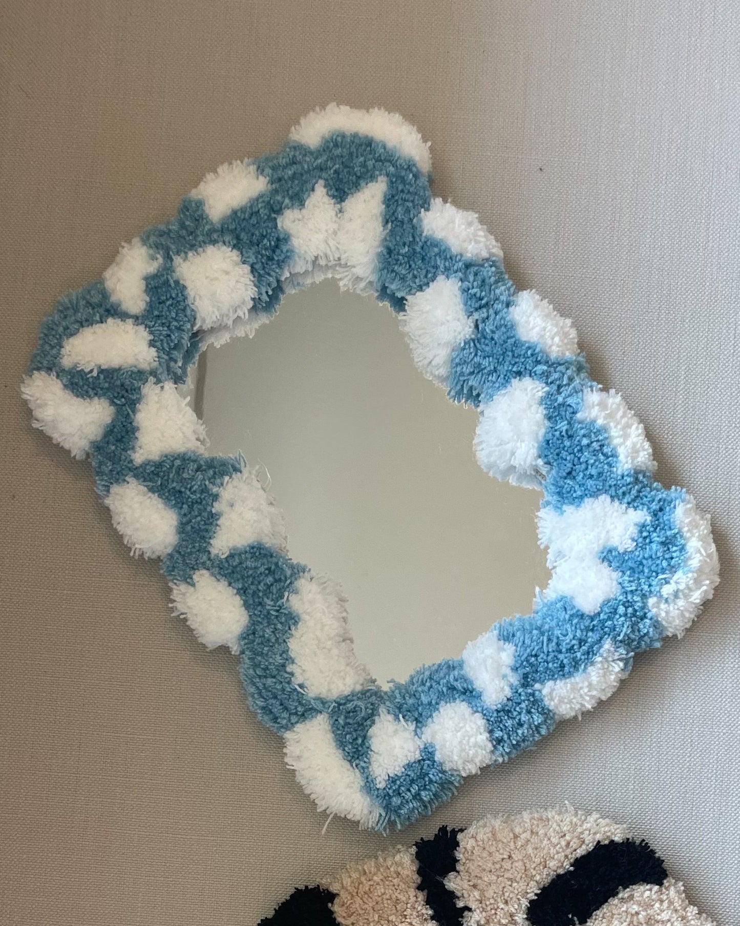 Blue Tufted Mirror